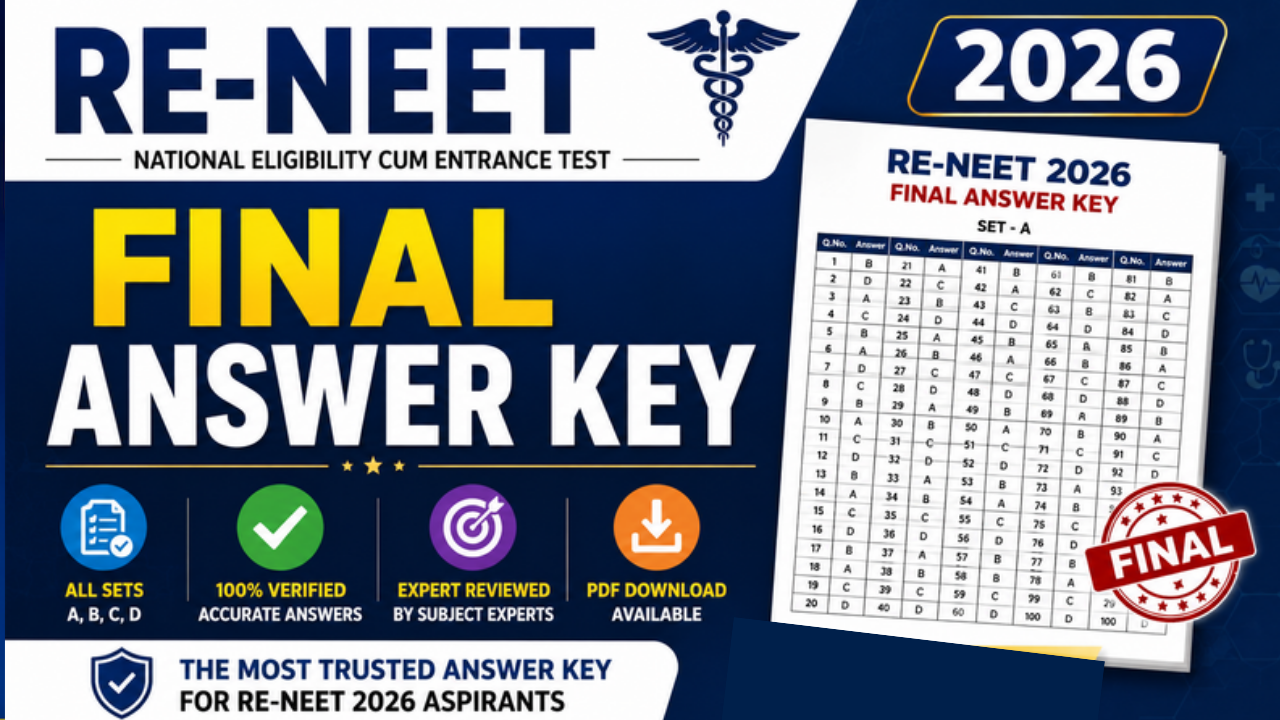 RE-NEET Final Answer Key 2026 Release Time and Date